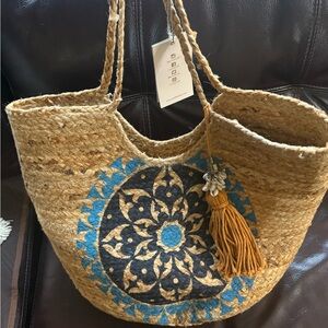 Anthropologie Antik Kraft  Straw Tote